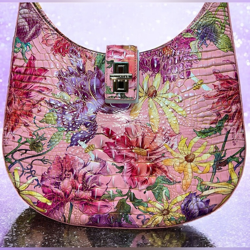 NWT Brahmin Leather FALLON Shoulder Bag in Floral Perennial Melbourne - Picture 9 of 11